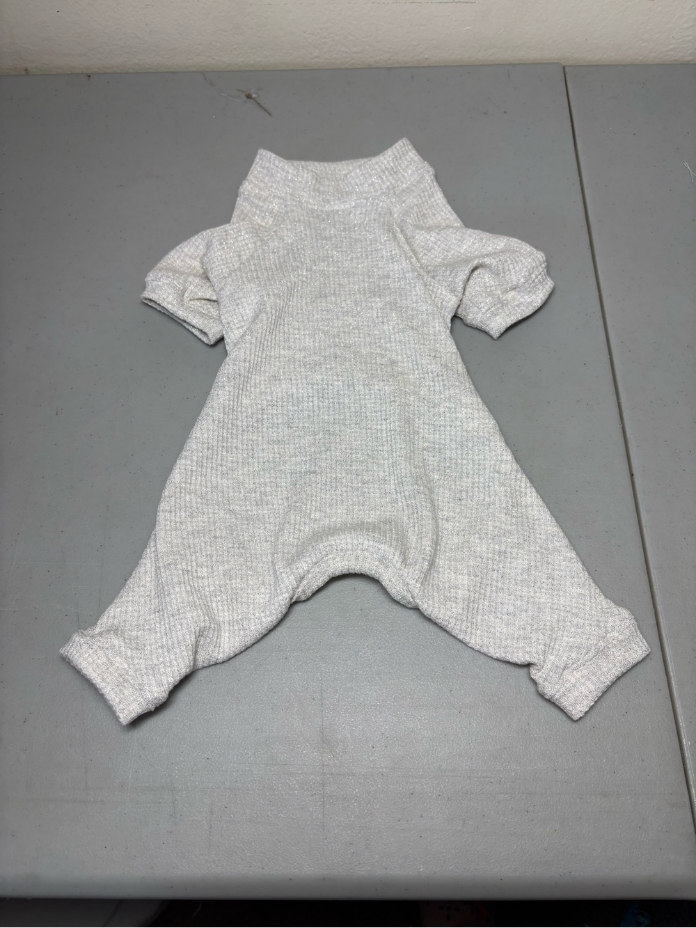 Cozy Ribbed Dog Pijama in Light Gray